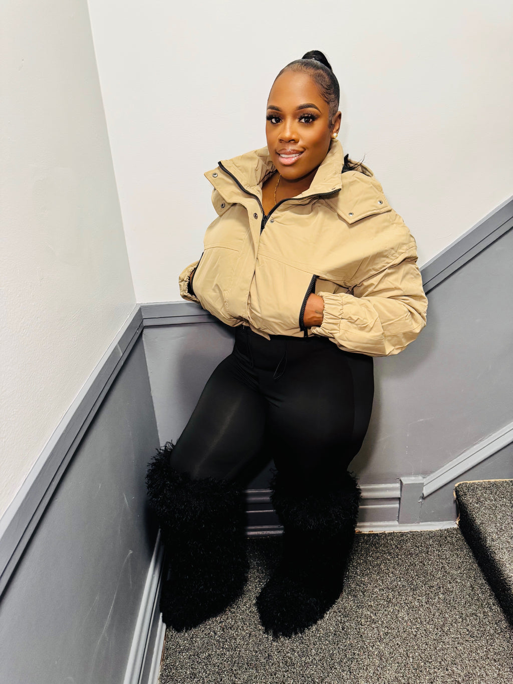 Hooded Snap Button Jacket