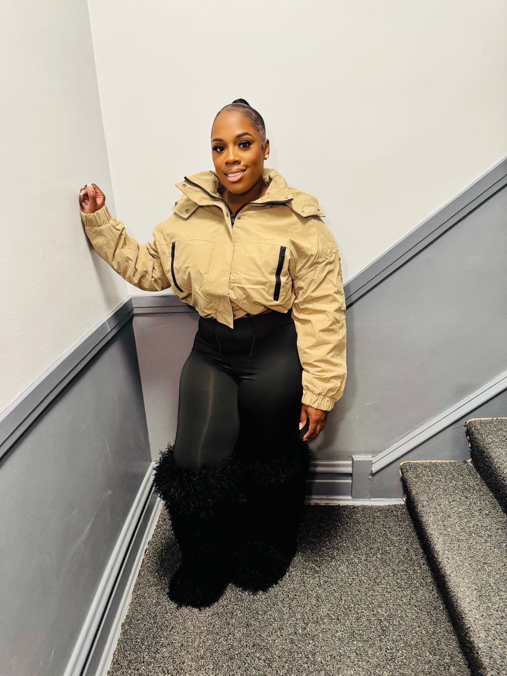 Hooded Snap Button Jacket