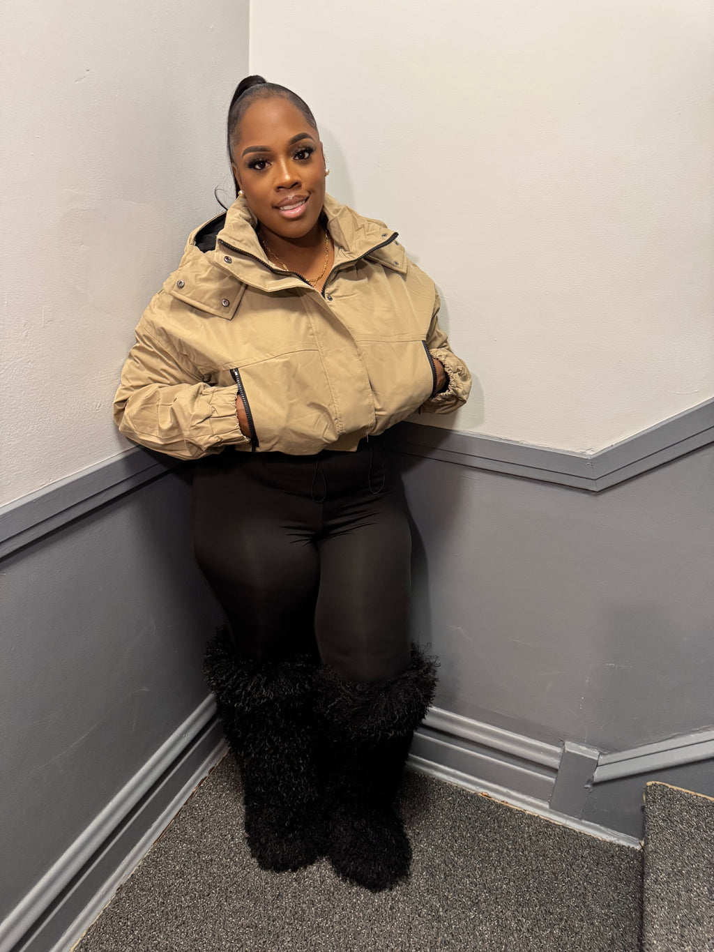 Hooded Snap Button Jacket