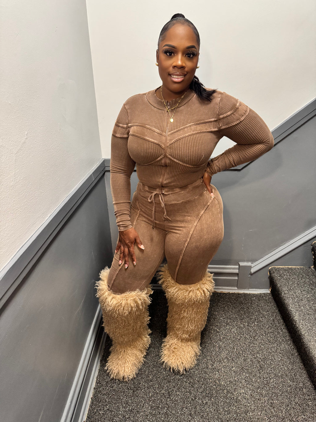 Mongolian Fur Thigh High Boots