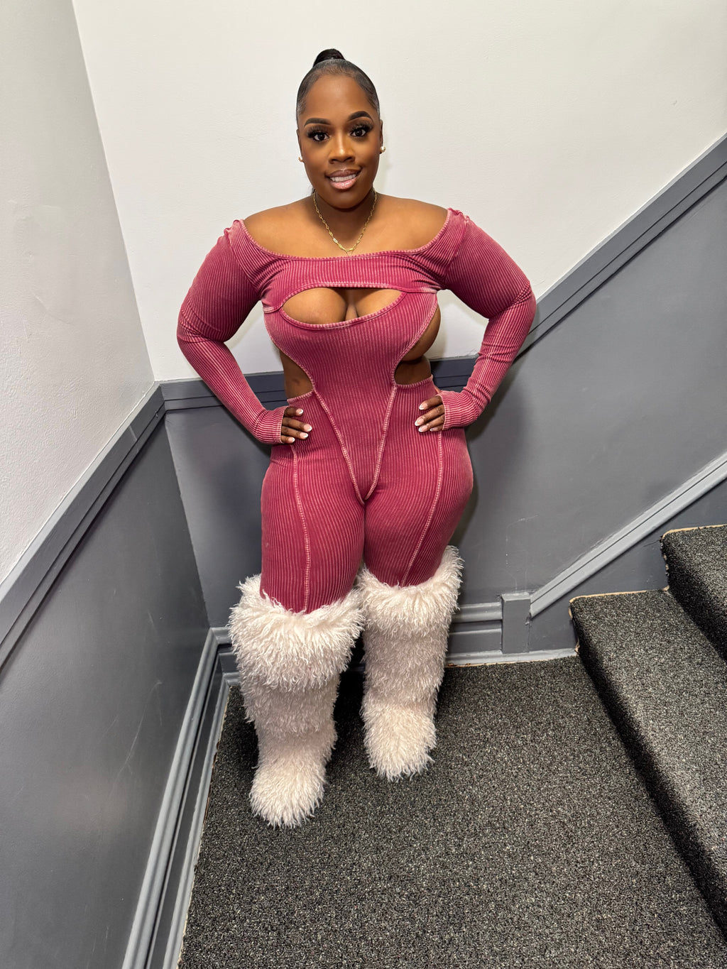 Mongolian Fur Thigh High Boots